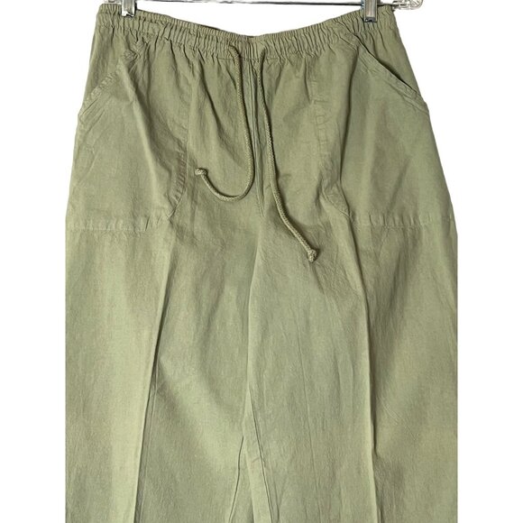 Erika Women's Drawstring Cotton Pants Olive Green Size 5 Wide Leg Cotton - Picture 5 of 11